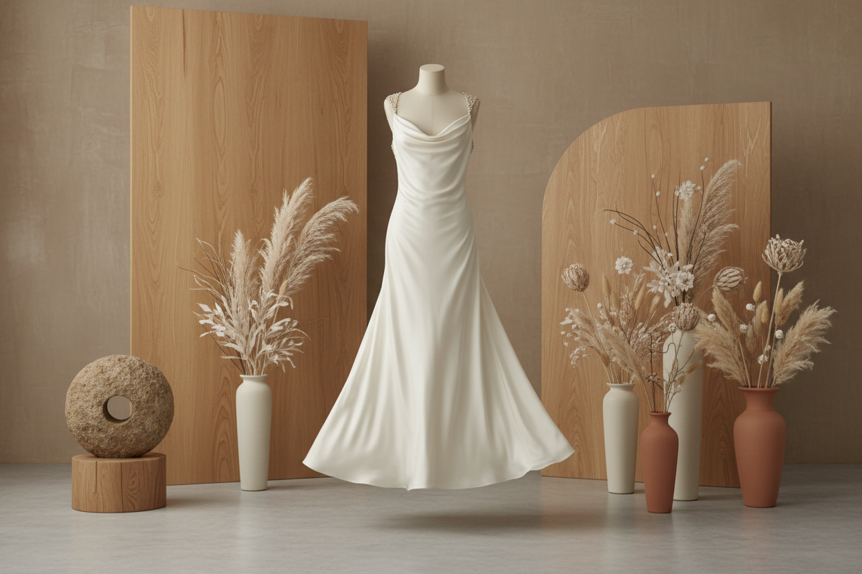 Elegant fashion setting with natural minimalist background